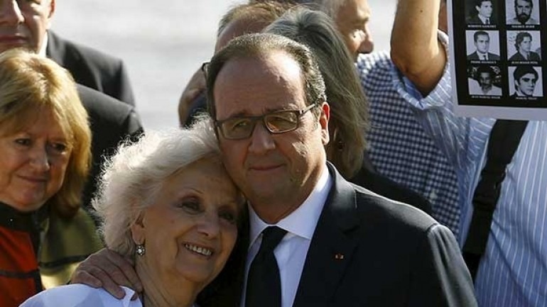 Hollande homenajeó a las víctimas de la dictadura en el Parque de la Memoria