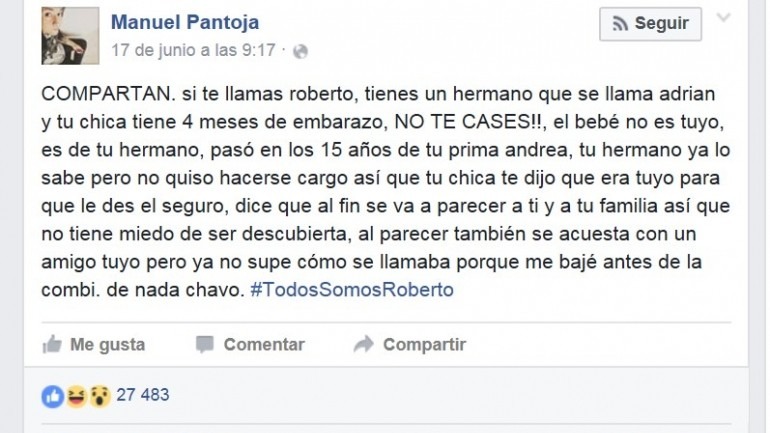 Manuel Pantoja: “Más que una burla hacia Roberto, es un gesto de hermandad”